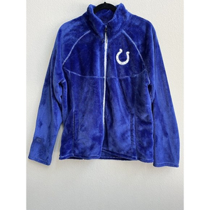 NFL Indianapolis Colts Blue Full Zip Up Fleece Jacket Women’s XXL Horseshoe Soft